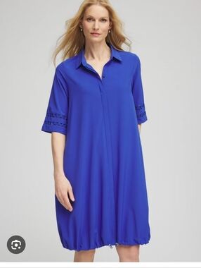 CHICOS ZENERGY RIC RAC BUNGREE DRESS. UPF50+. BLUE. SZ 2(12/14 LARGE).